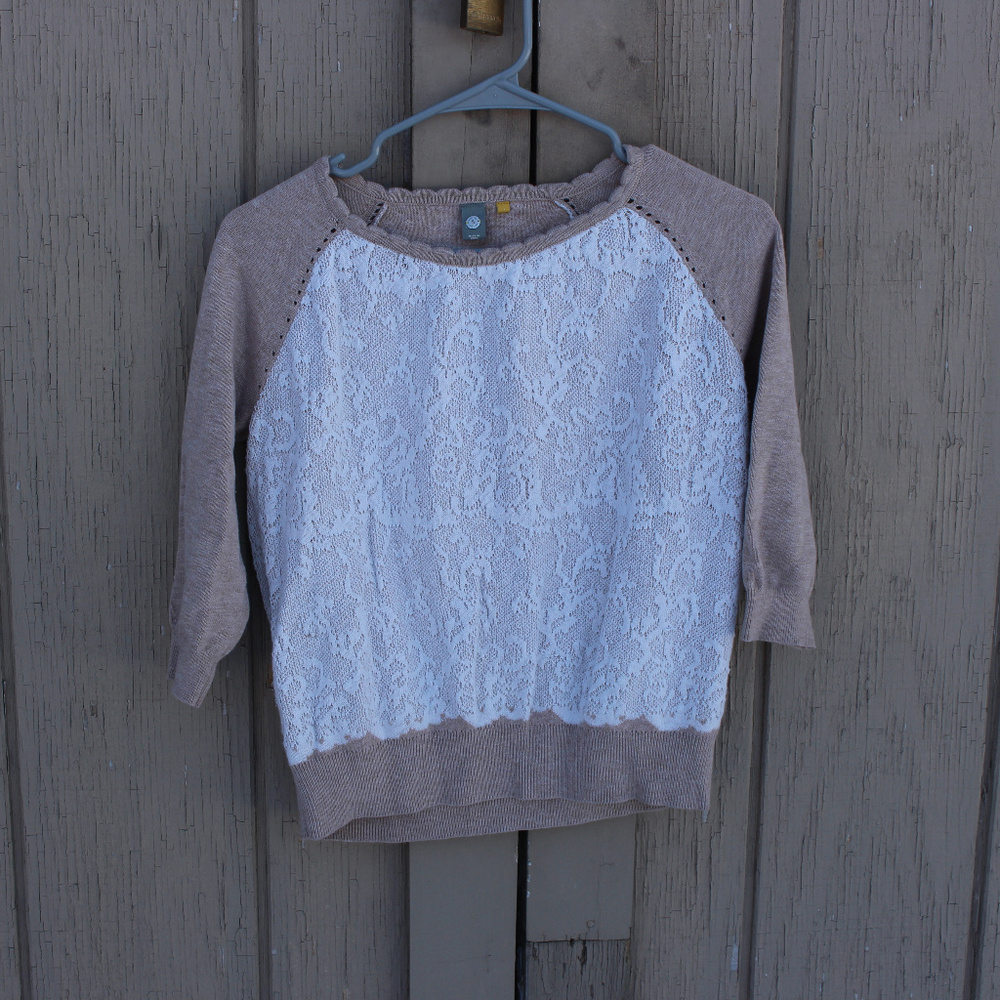 Knitted and Knotted Anthropologie Lace Sweater